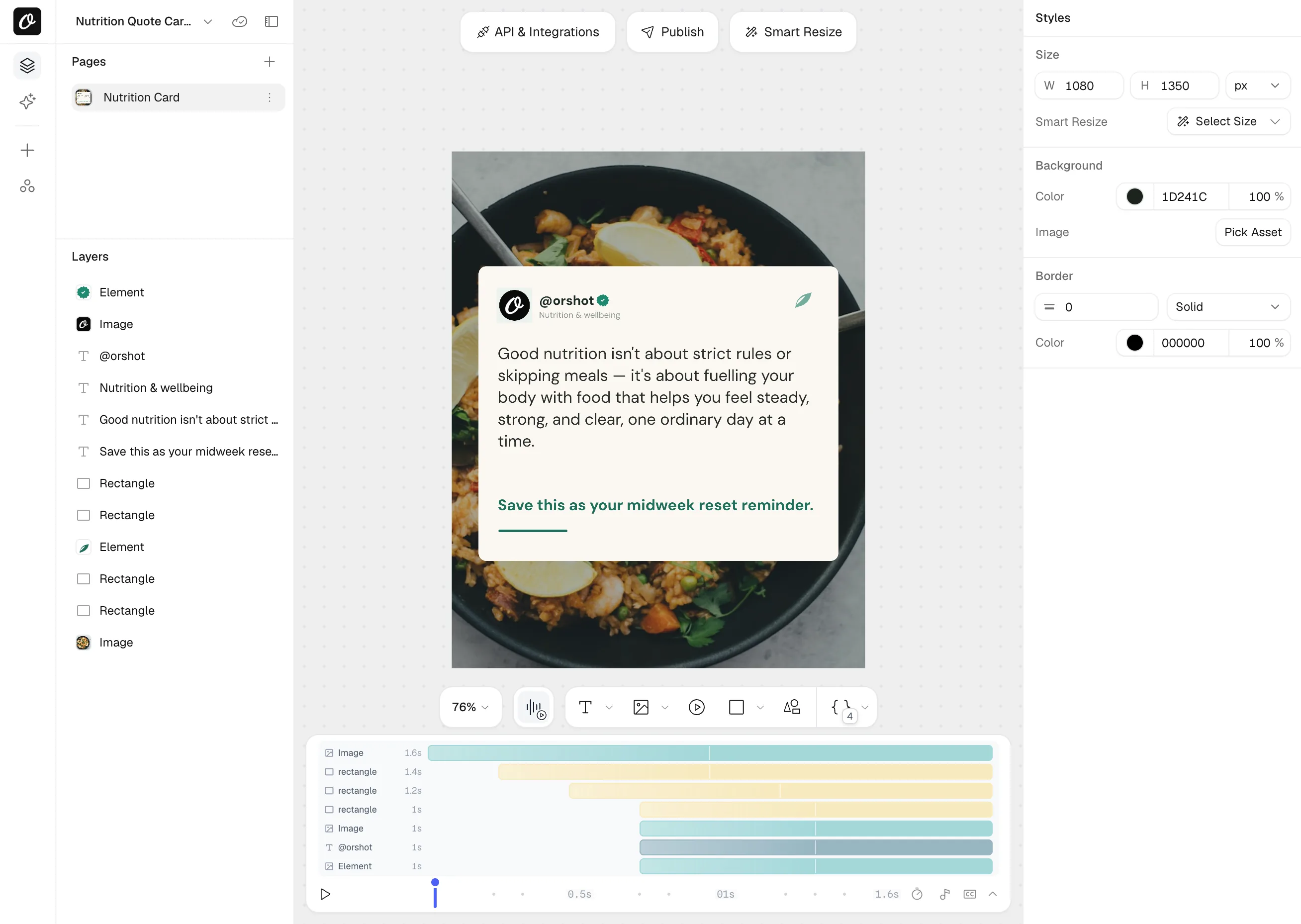 Orshot Studio editor with a template open and the AI design agent panel